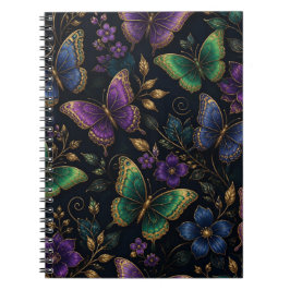 Cuaderno Patrón de mariposa elegante oscuro