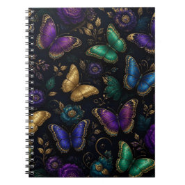 Cuaderno Patrón de mariposa elegante oscuro