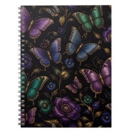 Cuaderno Patrón de mariposa elegante oscuro