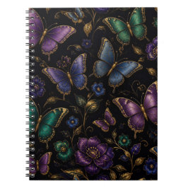 Cuaderno Patrón de mariposa elegante oscuro