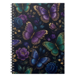 Cuaderno Patrón de mariposa elegante oscuro