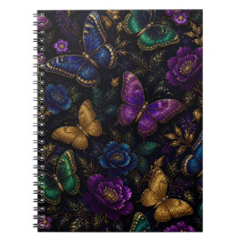 Cuaderno Patrón de mariposa elegante oscuro