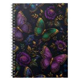 Cuaderno Patrón de mariposa elegante oscuro