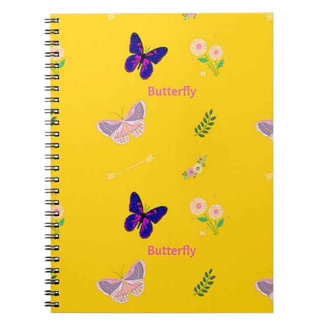 Cuaderno Patrón de mariposa en amarillo (Frente)