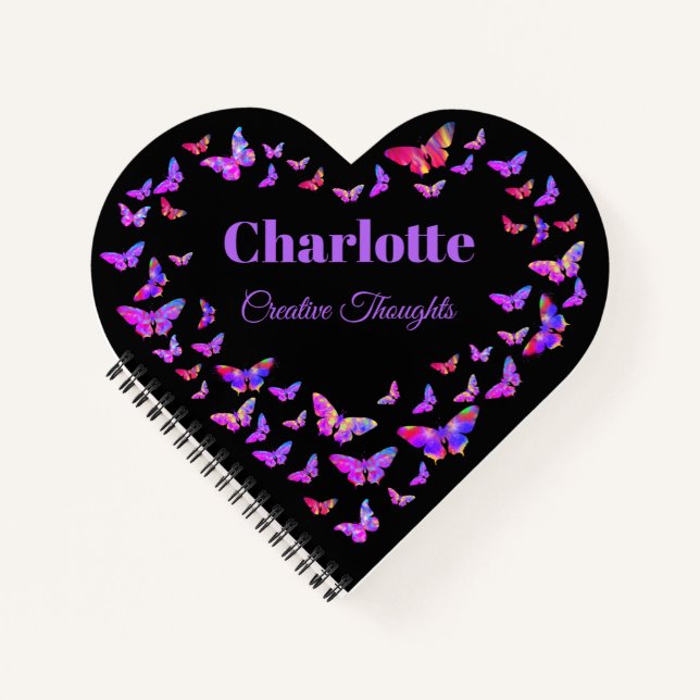 Cuaderno Patrón de mariposa hermosa personalizado (Anverso)