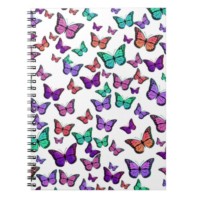 Cuaderno Patrón de mariposas bastante coloridas (Frente)