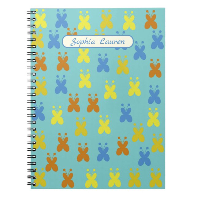 Cuaderno Patrón de mariposas personalizado (Frente)