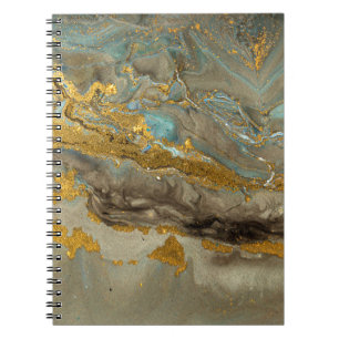 Cuaderno Patrón de mármol azul y dorado
