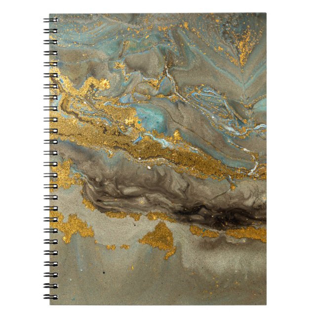 Cuaderno Patrón de mármol azul y dorado (Frente)