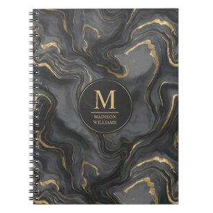 Cuaderno Patrón de mármol con brillo gris negro y dorado pe