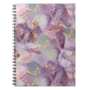 Cuaderno Patrón de Mármol Purpurina Pastel Lilac, Azul y Or