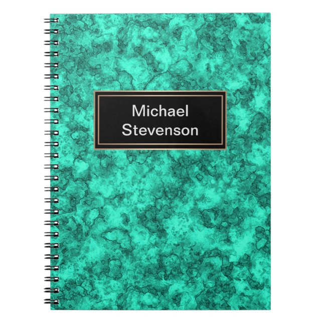 Cuaderno Patrón de mármol turquesa brillante (Frente)