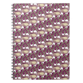 Cuaderno Patrón de marrón de árbol rosa Art Nouveau vintage