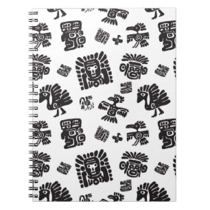 Cuaderno Patrón de maya sin foco. Étem étnico negro y blanc