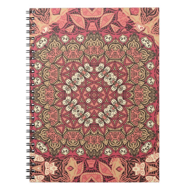 Cuaderno Patrón de medallón abstracto indio. Boho y gitano  (Frente)