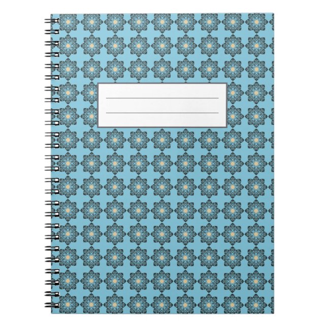 Cuaderno Patrón de Medallón Floral Geométrico Angustiado (Frente)