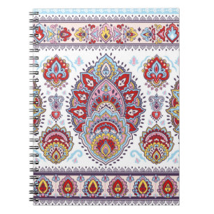 Cuaderno Patrón de medallón paisley floral indio. Mamáes ét