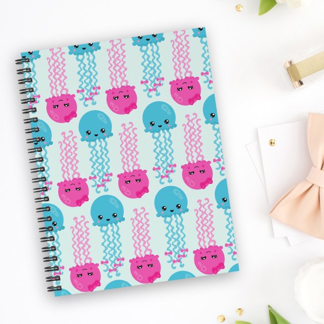 Cuaderno Patrón de medusas, medusas cortas, animales marino (Subido por el creador)