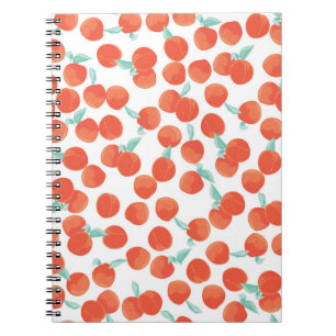 Cuaderno Patrón de melocotón sin soldadura con fondo de fru