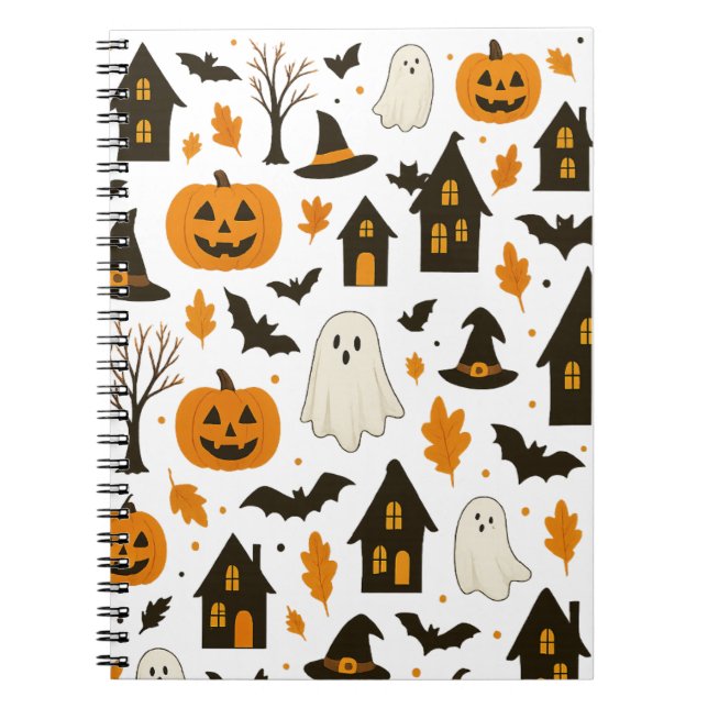 Cuaderno Patrón de miedo de Halloween - Festividad y miedo (Frente)
