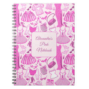 Cuaderno Patrón de moda rosa y rosado caliente de Barbiecor