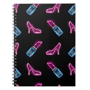 Cuaderno Patrón de moda sin fisuras con iconos de neón de l