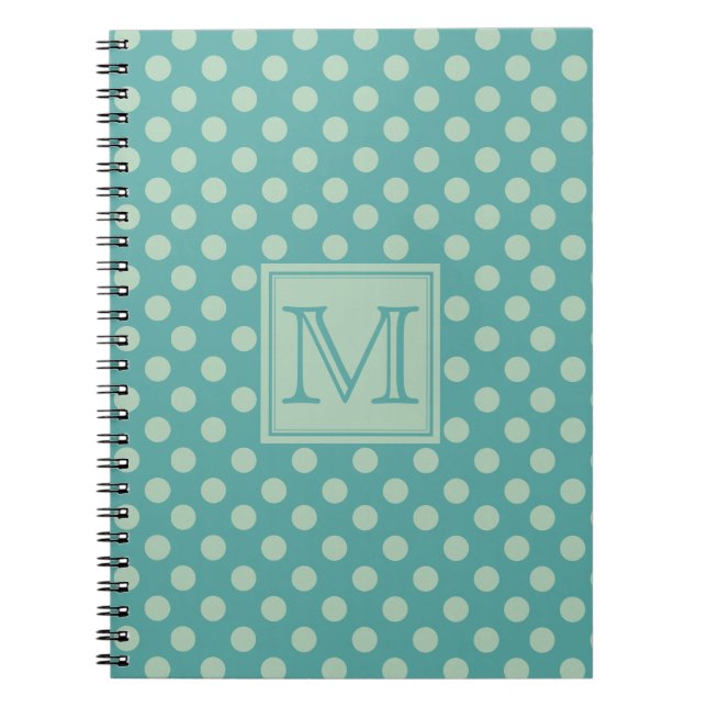 Cuaderno Patrón de Monograma de Puntos Turquesa (Frente)