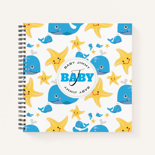 Cuaderno Patrón de monograma del bebé del Personalizado de  (Anverso)