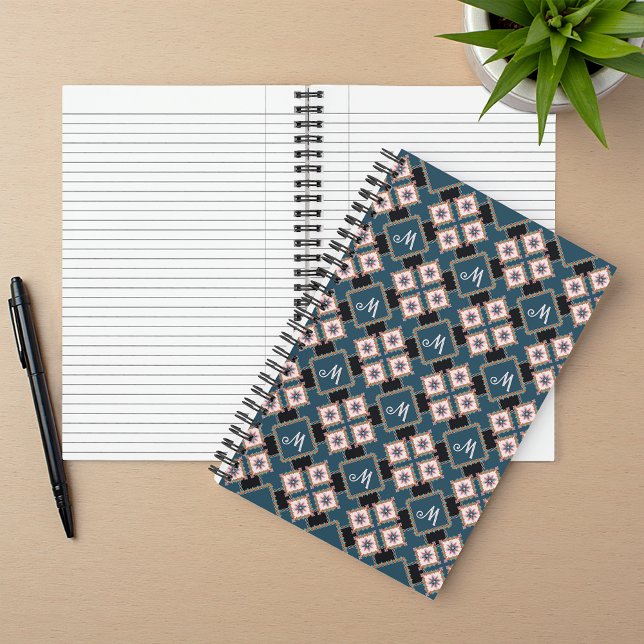 Cuaderno Patrón de monograma floral geométrico de Moda mode (Subido por el creador)