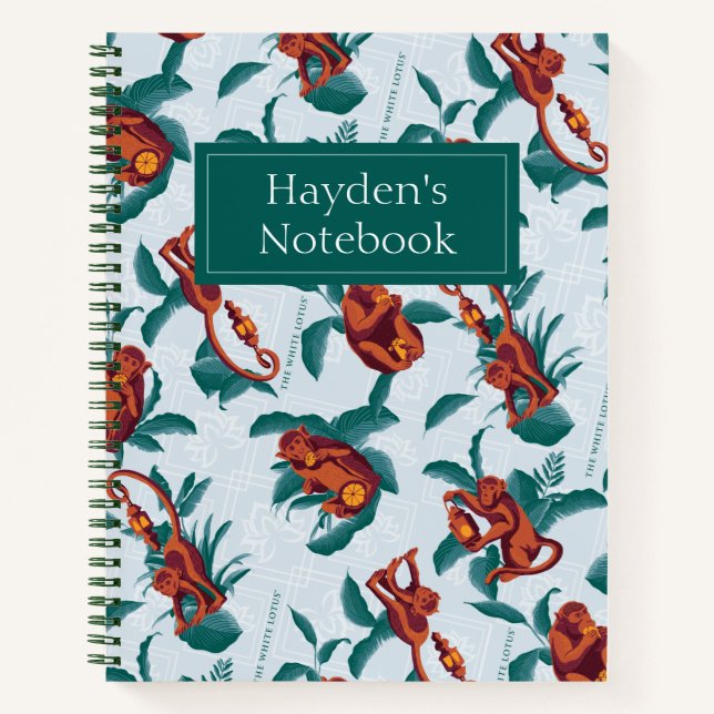 Cuaderno Patrón de monos juguetones del Lotus blanco (Anverso)