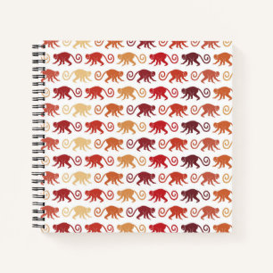 Cuaderno Patrón de monos rojos