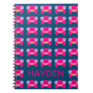 Cuaderno Patrón de Monstruos Alien Rosa Lindo Azul Personal