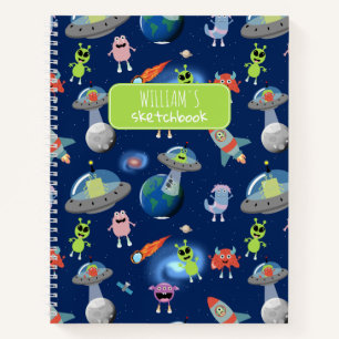 Cuaderno Patrón de monstruos alienígenas modernos lindos pa