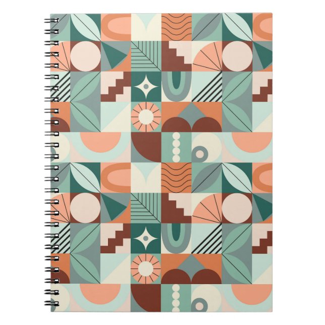 Cuaderno Patrón de mosaico abstracto, geométrico y sin sold (Frente)