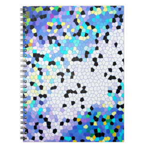 Cuaderno Patrón de mosaico azul y negro púrpura perwinkle