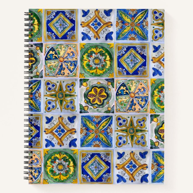 Cuaderno Patrón de mosaico cerámico tradicional siciliano (Anverso)