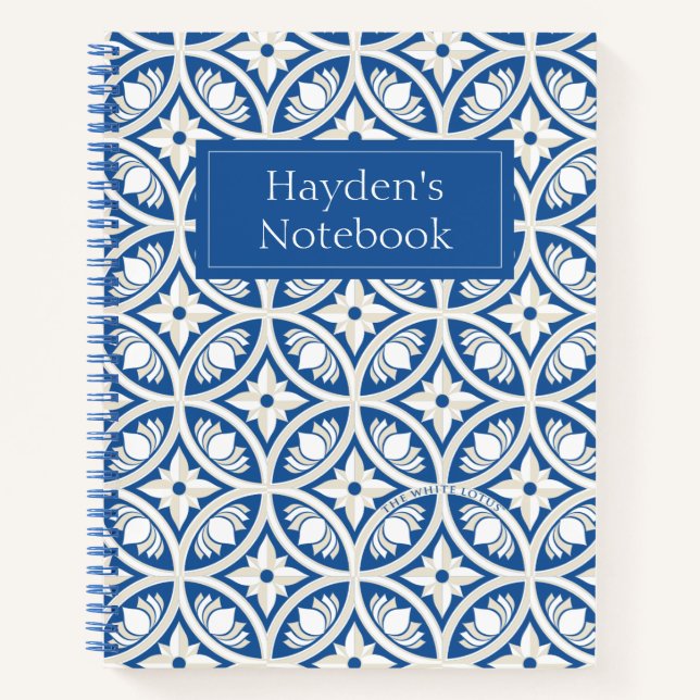 Cuaderno Patrón de mosaico de Lotus costero - El Lotus blan (Anverso)