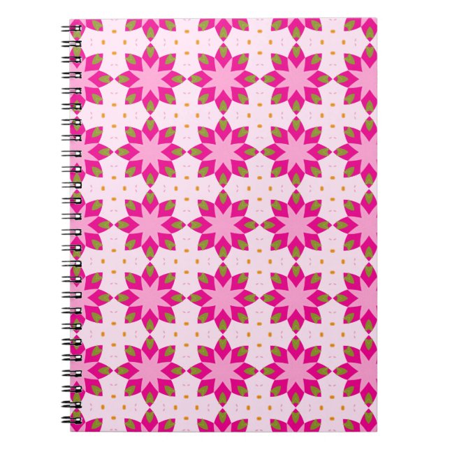 Cuaderno Patrón de mosaico de pétalos rosados (Frente)