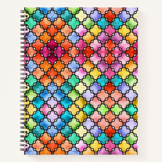 Cuaderno Patrón de mosaico del arco iris (Anverso)
