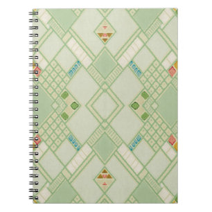 Cuaderno Patrón de mosaico geométrico bohemio retro ligero 