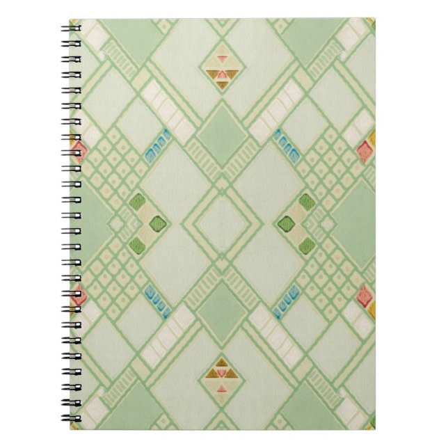 Cuaderno Patrón de mosaico geométrico bohemio retro ligero  (Frente)