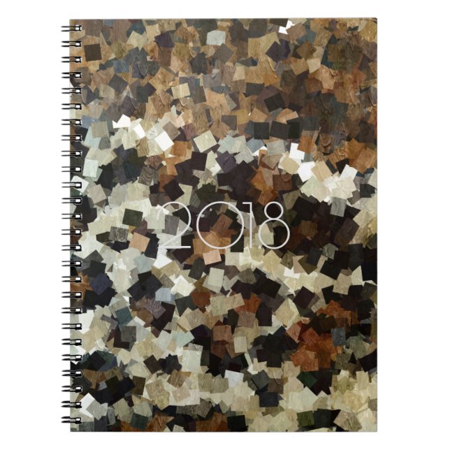 Cuaderno Patrón de mosaico negro de estilo leopardo de 2018 (Frente)