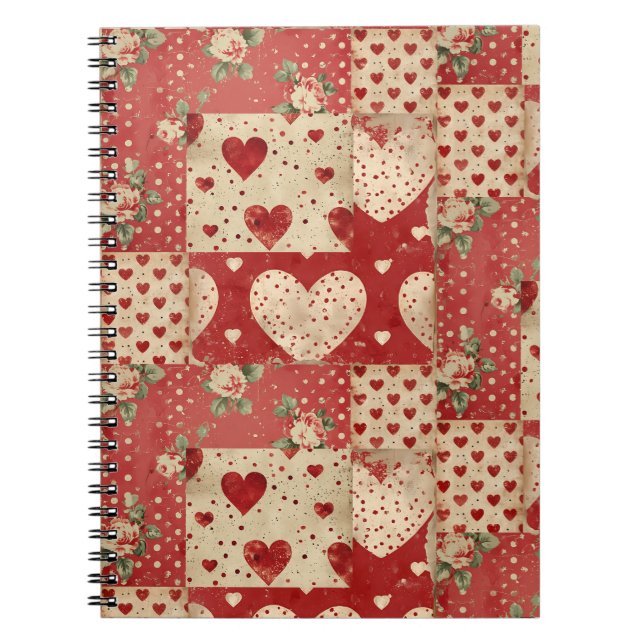 Cuaderno Patrón de mosaico rojo de Shabby Chic (Frente)
