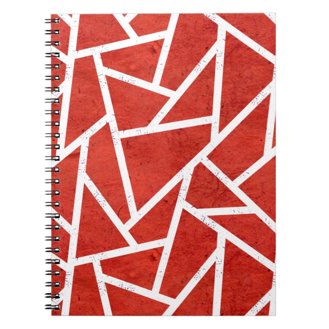 Cuaderno Patrón de mosaico rojo y blanco (Frente)
