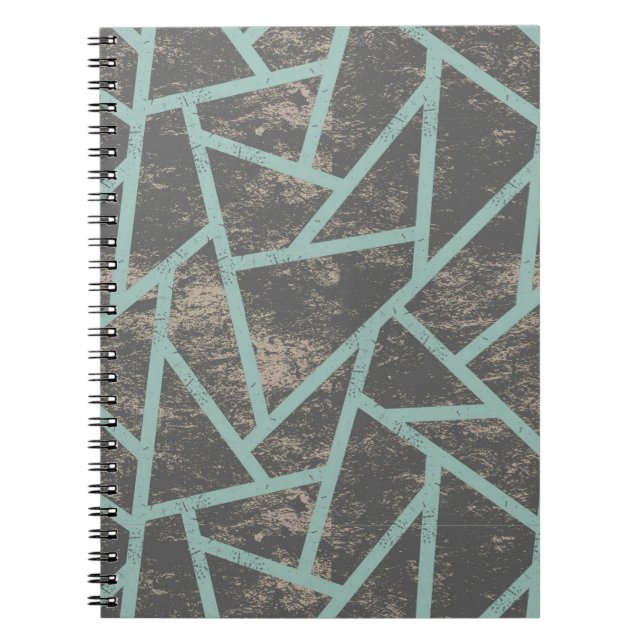 Cuaderno Patrón de mosaico verde pálido y gris (Frente)