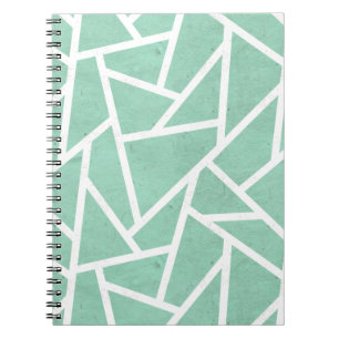 Cuaderno Patrón de mosaico verde y blanco de la pintura