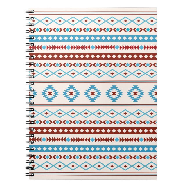 Cuaderno Patrón de motivos mixtos Aztec Blues Red Cream (Frente)