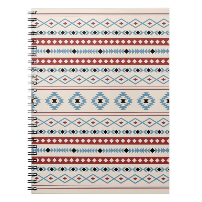 Cuaderno Patrón de motivos mixtos Azteca Blue Red Black Cre (Frente)