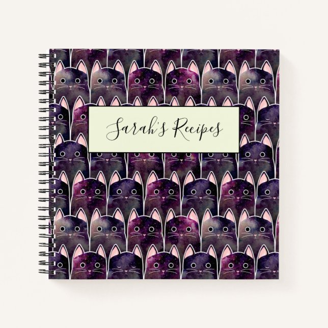 Cuaderno Patrón de muchos gatos galácticos (Anverso)