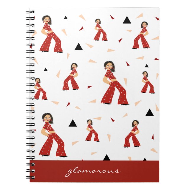 Cuaderno Patrón de mujer glamuroso (Frente)